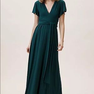 Anthropologie + BHLDN Mendoza Dress Dark Emerald